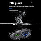 C8Pro IPX7 Waterproof Two-Person Intercom Helmet Bluetooth Headset With Flashlight, Soft Mic, Hard Mic, Soft and Hard Mics