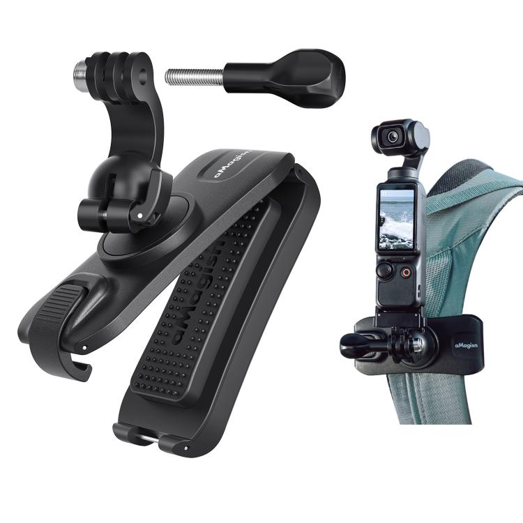 aMagisn 360-degree Rotation Ball Head Backpack Clip for Camera & Smartphone, Rotation Ball