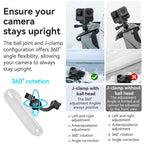 aMagisn 360-degree Rotation Ball Head Backpack Clip for Camera & Smartphone, Rotation Ball