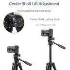 YUNTENG VCT-608 Adjustable Camera Tripod 11.8-25.4 Inch With 360 Degree Rotating 3-Way Pan Head & Gravity Hook