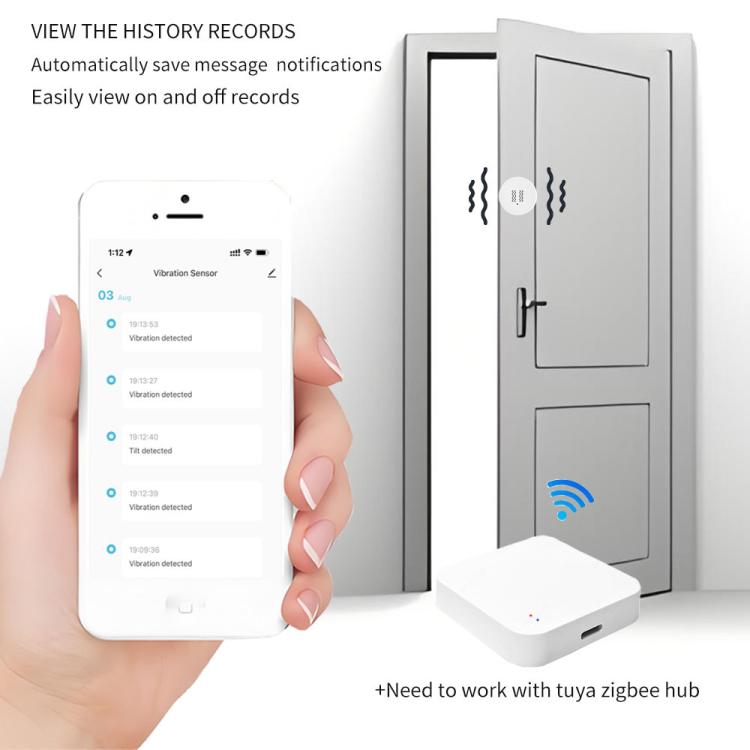 Compatible Tuya ZigBee Smart Vibration Tilt Sensor Real Time Shock Alarm Security Protection