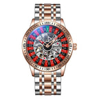 Dulunwe 6061A 30m Waterproof Rotating Dial Mechanical Watch, Rose Gold Steel Strap, Black Steel Strap, White Steel Strap, Rose Gold Red Silicone, White Silicone, Black Silicone, Black Two-color Strap, Rose Gold Two-color Strap, White Two-color Strap
