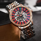 Dulunwe 6061A 30m Waterproof Rotating Dial Mechanical Watch, Rose Gold Steel Strap, Black Steel Strap, White Steel Strap, Rose Gold Red Silicone, White Silicone, Black Silicone, Black Two-color Strap, Rose Gold Two-color Strap, White Two-color Strap