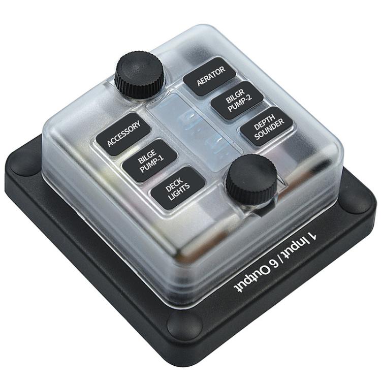 6-Way Waterproof Fuse Box With LED Indicator And Sticker, ZH-1704A1