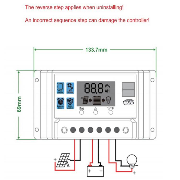 12V 24V 11.1V Solar Controller PV Solar Charge Controller, 10A, 20A, 30A