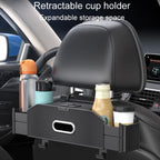 Car Seat Back Multifunctional Storage Box Pouch Phone Holder, Carbon Fiber Pattern, Black Leather, Brown Leather, Beige Leather