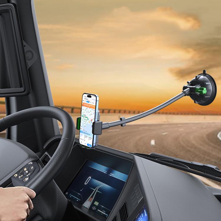 Extended Bendable Hose Car Phone Holder Windshield Dashboard Large Suction Cup Navigation Bracket
