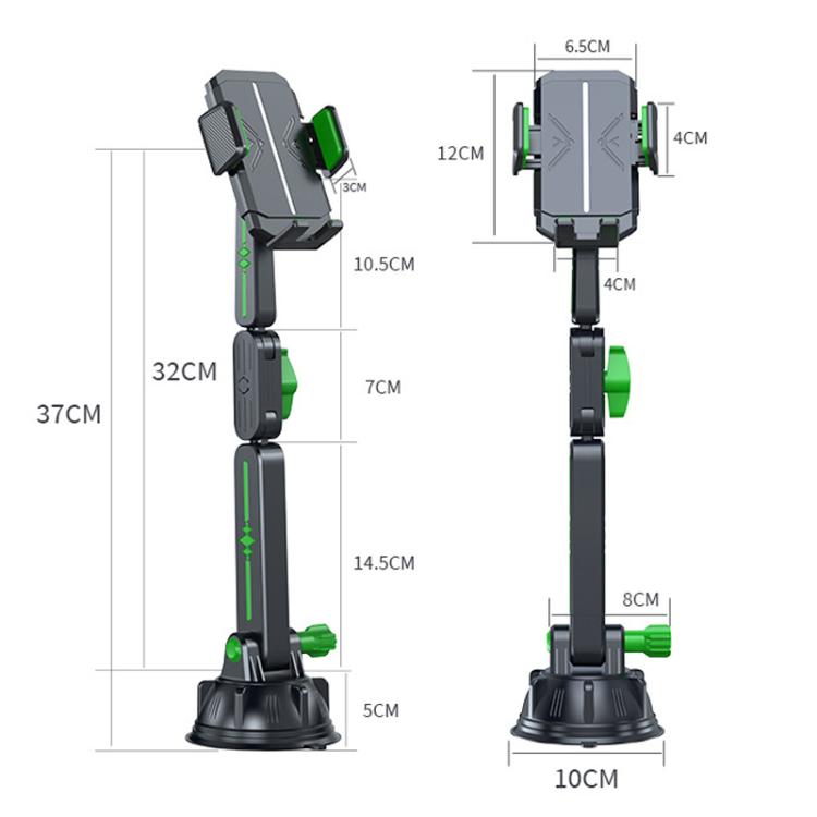 Extended Car Mechanical Arm Telescopic Cell Phone Holder Car Windshield Dashboard Large Suction Cup Navigation Mount