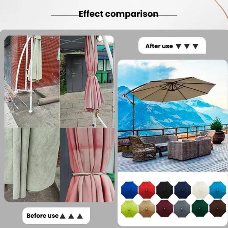 8-Rib Replacement Canopy For Outdoor Patio Umbrella Double Top Waterproof Sunshade Fabric, 2.7 Meters, 3 Meters
