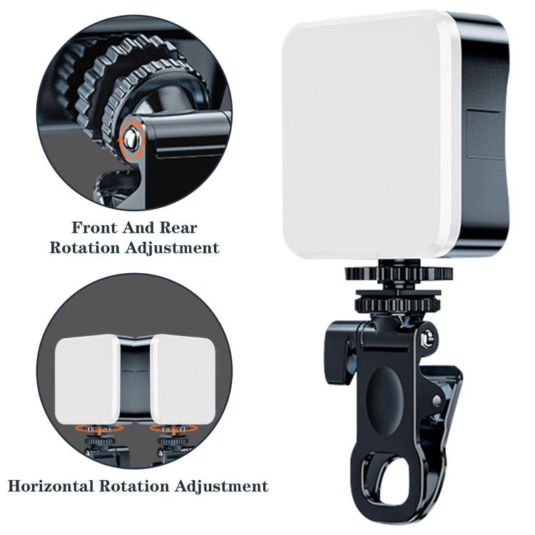 Selfie Fill Light 3 Color Temperature Clip On Lamp with PTZ & Tripod Kit, Battery Type, Rechargeable Type