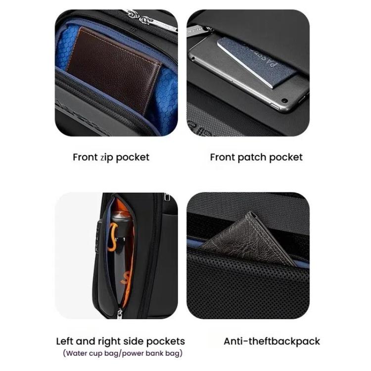 Wiersaam Men Waterproof Anti-Theft Business Backpack Travel Laptop Bag With USB Charging Port & Password Lock, Large, Middle, Small