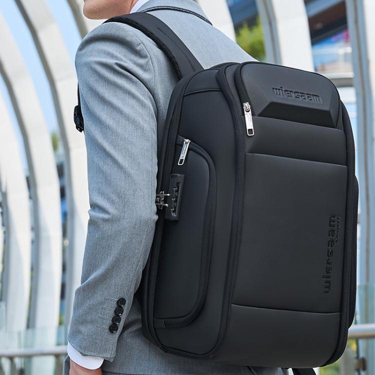 Wiersaam Men Waterproof Anti-Theft Business Backpack Travel Laptop Bag With USB Charging Port & Password Lock, Large, Middle, Small