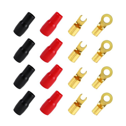 Car Audio Modification Brass Terminal Insulation Soft Sheath Set, 4 Pairs / Set