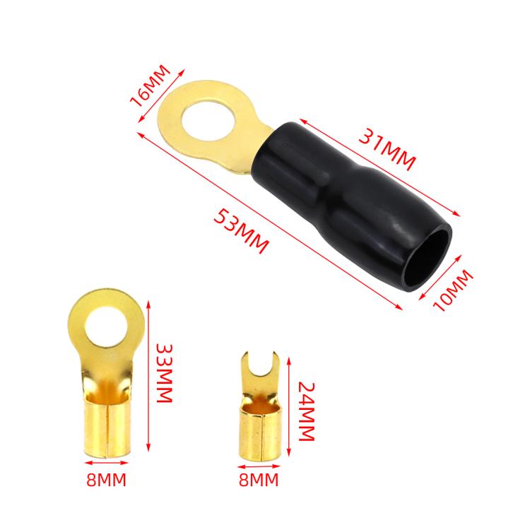 Car Audio Modification Brass Terminal Insulation Soft Sheath Set, 4 Pairs / Set