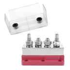 600A RV Yacht Copper Bolt 4 Stud Heavy Duty Busbar Terminal, Red Single, Black Single, Red+Black