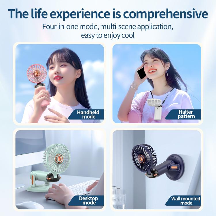 360-Degree Rotation Foldable Handheld Desk Fan Wall Mounted Rechargeable Portable Mini Fan