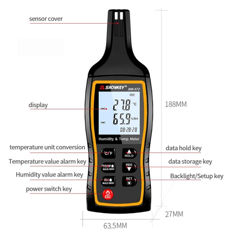 Handheld Digital Temperature Humidity Meter High Sensitivity Temperature Humidity Meter, SW-572