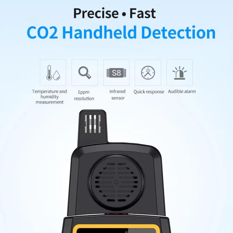 Carbon Dioxide Gas Detector Handheld Indoor Household Air CO2 Concentration Alarms, SW-723