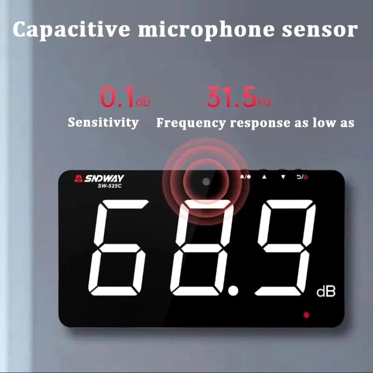 9.6 inch Wall Mounted Decibel Meter Large Screen Environmental Noise Monitor, SW-525D