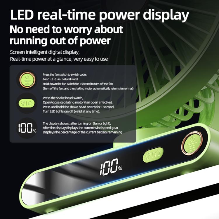 F6 LED Smart Digital Display 5-speed Wind Speed Desktop Night Light Fan, Shaking Head White