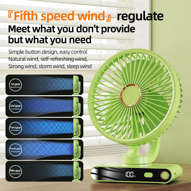 F6 LED Smart Digital Display 5-speed Wind Speed Desktop Night Light Fan, Shaking Head White