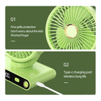 F6 LED Smart Digital Display 5-speed Wind Speed Desktop Night Light Fan, Shaking Head White
