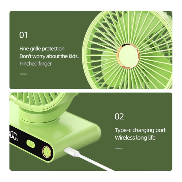 F6 LED Smart Digital Display 5-speed Wind Speed Desktop Night Light Fan, Shaking Head White