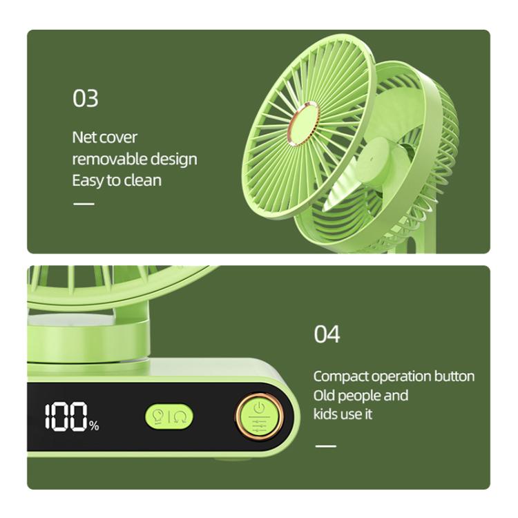F6 LED Smart Digital Display 5-speed Wind Speed Desktop Night Light Fan, Shaking Head White
