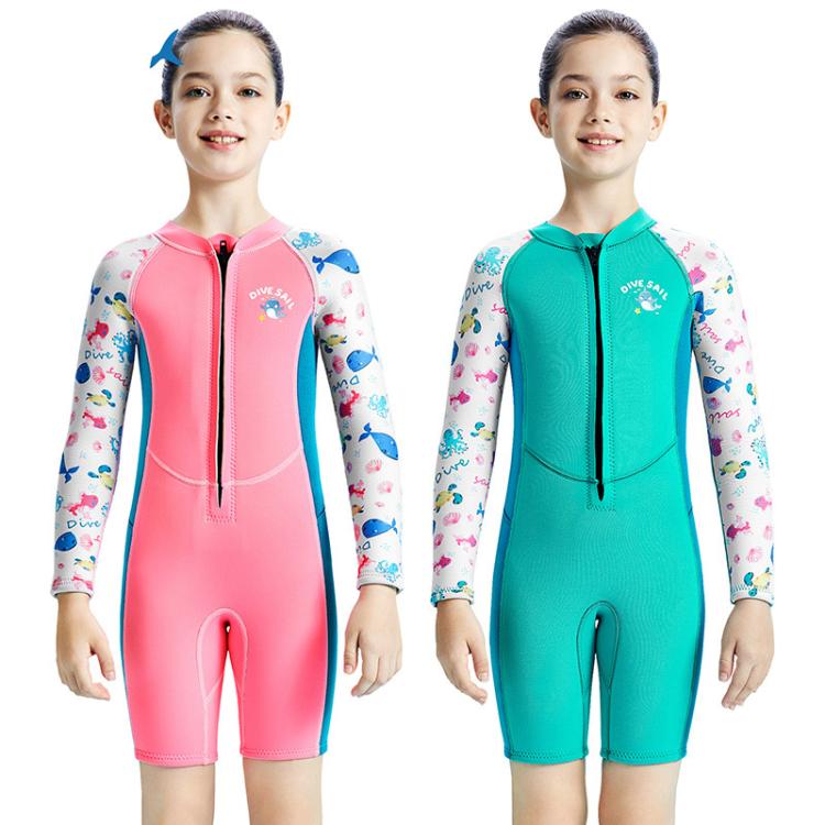 DIVE & SAIL 2.5MM One-Piece Long Sleeve Children Warm Swimsuit Thickened Anti-Cold Surfing And Snorkeling Shorts, S, M, L, XL, XXL