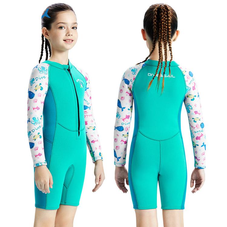 DIVE & SAIL 2.5MM One-Piece Long Sleeve Children Warm Swimsuit Thickened Anti-Cold Surfing And Snorkeling Shorts, S, M, L, XL, XXL