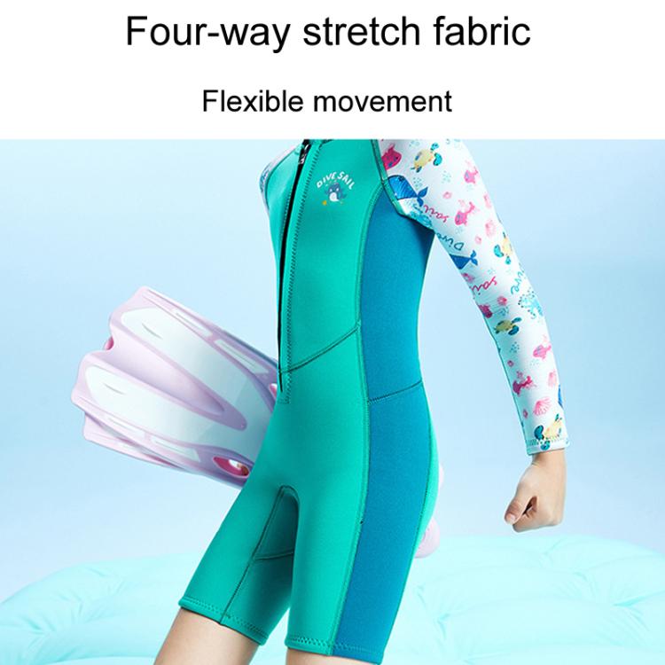 DIVE & SAIL 2.5MM One-Piece Long Sleeve Children Warm Swimsuit Thickened Anti-Cold Surfing And Snorkeling Shorts, S, M, L, XL, XXL