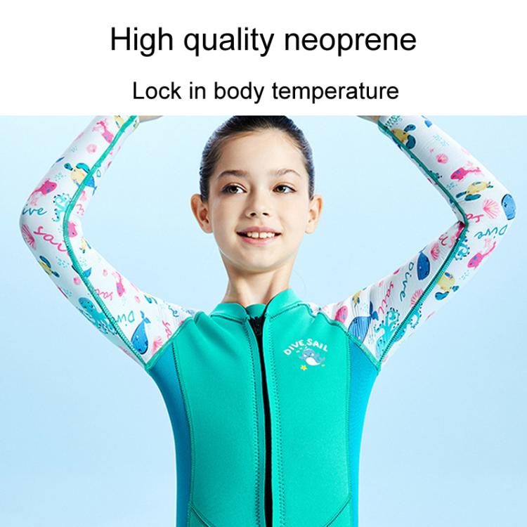 DIVE & SAIL 2.5MM One-Piece Long Sleeve Children Warm Swimsuit Thickened Anti-Cold Surfing And Snorkeling Shorts, S, M, L, XL, XXL