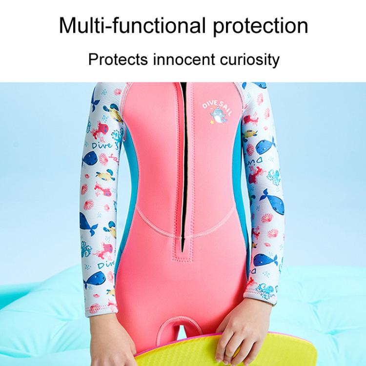 DIVE & SAIL 2.5MM One-Piece Long Sleeve Children Warm Swimsuit Thickened Anti-Cold Surfing And Snorkeling Shorts, S, M, L, XL, XXL