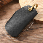 Vintage Pebbled Leather Key Holder - Genuine Leather Keychain Organizer with Belt Clip Car Key Accessories