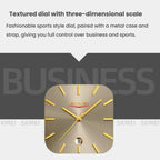SKMEI 9361 Steel Strap Textured Dial Watch Business Casual Square Quartz Watch, Gold Case Gold Dial, Gold Case Gray Dial, Silver Gold Case Silver Dial, Silver Gold Case Blue Dial, Silver Gold Case Black Dial, Silver Case Silver Dial, Silver Case Gray D...