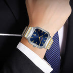 SKMEI 9361 Steel Strap Textured Dial Watch Business Casual Square Quartz Watch, Gold Case Gold Dial, Gold Case Gray Dial, Silver Gold Case Silver Dial, Silver Gold Case Blue Dial, Silver Gold Case Black Dial, Silver Case Silver Dial, Silver Case Gray D...