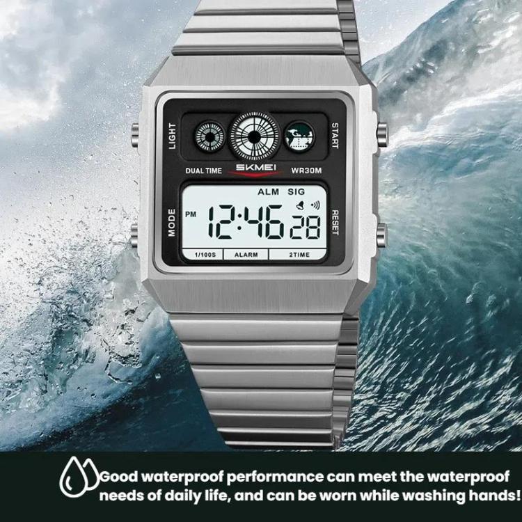 SKMEI 2450 Men Business Multifunctional Watch Casual Waterproof Square Electronic Watch