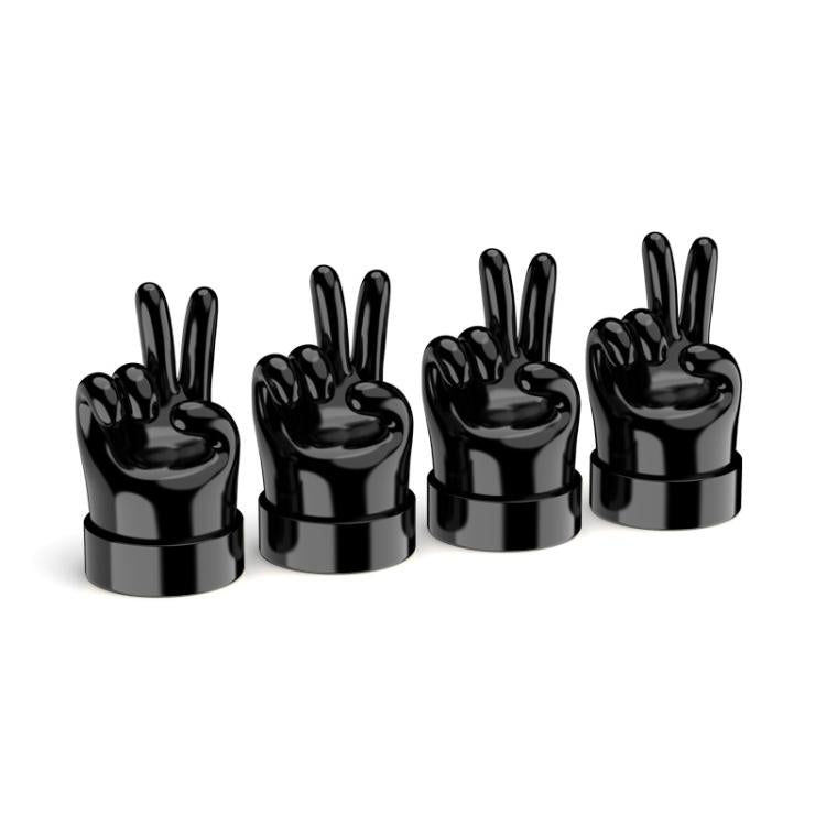 4pcs /Set Car Gesture Valve Tire Decorative Rubber Cap, Yellow Middle Finger, Black Middle Finger, Yellow OK, Black OK, Yellow Rock, Black Rock, Yellow Yeah, Black Yeah, Yellow Six, Black Six