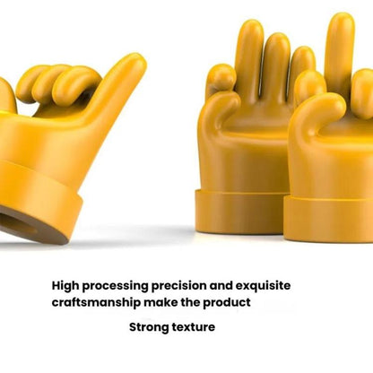 4pcs /Set Car Gesture Valve Tire Decorative Rubber Cap, Yellow Middle Finger, Black Middle Finger, Yellow OK, Black OK, Yellow Rock, Black Rock, Yellow Yeah, Black Yeah, Yellow Six, Black Six