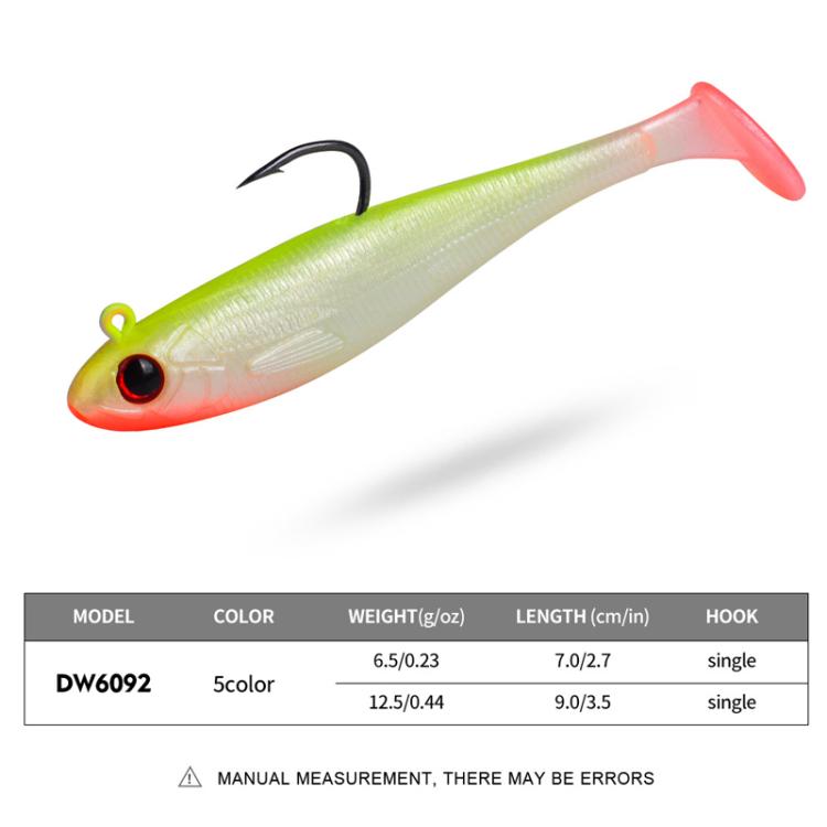 5pcs / Set T-Tail Lua False Bait Single Hook Full Swimming Submerged Imitation Soft Lure, PROBEROS DW6092N6A, PROBEROS DW6092N12A, PROBEROS DW6092N6B, PROBEROS DW6092N12B
