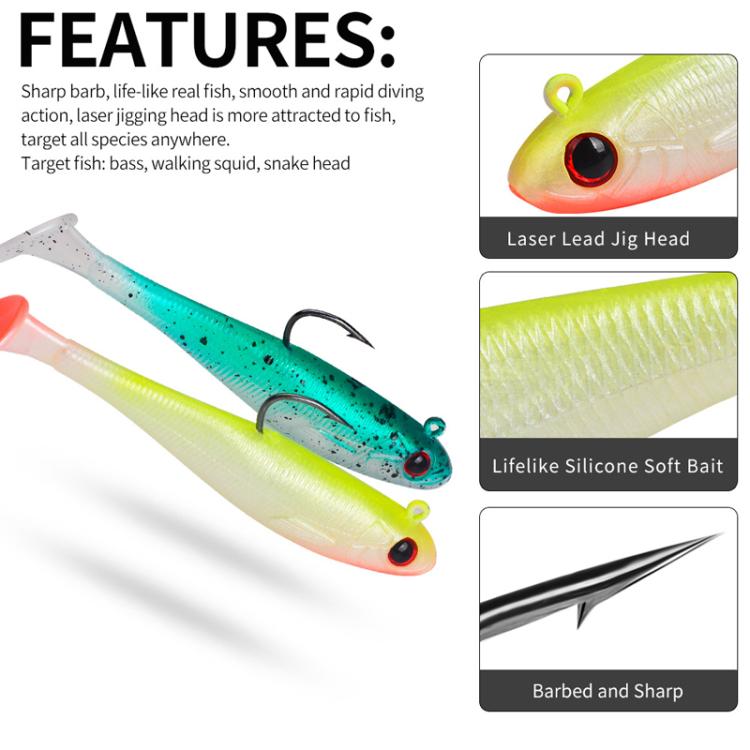 5pcs / Set T-Tail Lua False Bait Single Hook Full Swimming Submerged Imitation Soft Lure, PROBEROS DW6092N6A, PROBEROS DW6092N12A, PROBEROS DW6092N6B, PROBEROS DW6092N12B