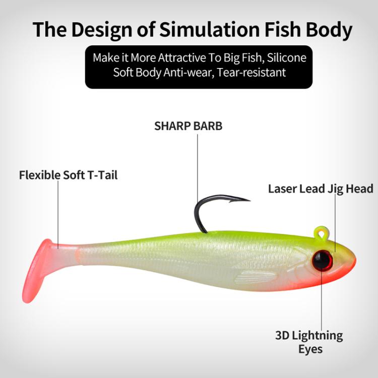 5pcs / Set T-Tail Lua False Bait Single Hook Full Swimming Submerged Imitation Soft Lure, PROBEROS DW6092N6A, PROBEROS DW6092N12A, PROBEROS DW6092N6B, PROBEROS DW6092N12B