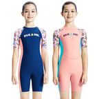 DIVE & SAIL Children Short Sleeves Sunscreen Quick-Drying Swimsuit Outdoor Beach Snorkeling Bodysuit, S, M, L, XL, XXL