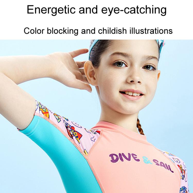 DIVE & SAIL Children Short Sleeves Sunscreen Quick-Drying Swimsuit Outdoor Beach Snorkeling Bodysuit, S, M, L, XL, XXL