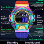 SANDA 2127 Electronic Single Movement Waterproof Sports Watch, Black, Black Silver, Black Blue, Black Gold, Red Black, Colorful Red Blue, Transparent Silver