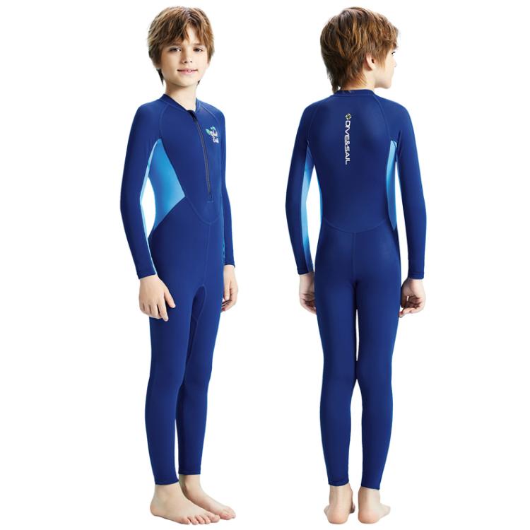 DIVE & SAIL Children Outdoor Sunscreen Quick Dry Swimwear Long Sleeve One-piece Snorkeling Suit, S, M, L, XL, XXL