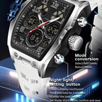 SANDA 6266 Tonneau Curved Mirror Electronic Watch Alarm Clock Chronograph Waterproof Sports Watch, Black, Black Rose Gold, Black Silver, Black Red, Black Orange, Blue Silver, Blue Rose Gold, White