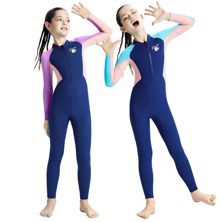 DIVE & SAIL Children Outdoor Long Sleeve One-Piece Snorkeling Maternity Suit Kids Sunscreen Quick Dry Beach Swimsuit, S, M, L, XL, XXL