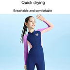 DIVE & SAIL Children Outdoor Long Sleeve One-Piece Snorkeling Maternity Suit Kids Sunscreen Quick Dry Beach Swimsuit, S, M, L, XL, XXL