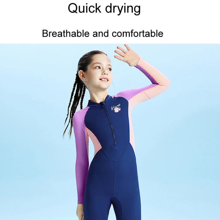 DIVE & SAIL Children Outdoor Long Sleeve One-Piece Snorkeling Maternity Suit Kids Sunscreen Quick Dry Beach Swimsuit, S, M, L, XL, XXL